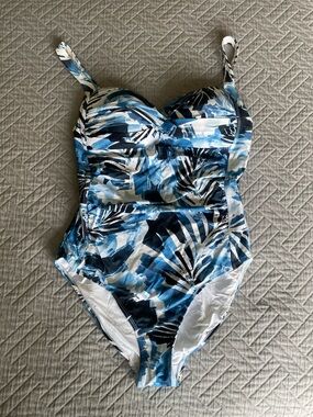 Classic Blue Palm-Print One-Piece Swimsuit